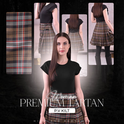 Woman Plaid Kilt - Scottish Heritage Weathered Tartan Kilt - Premium Quality & Timeless Style | Big & Tall