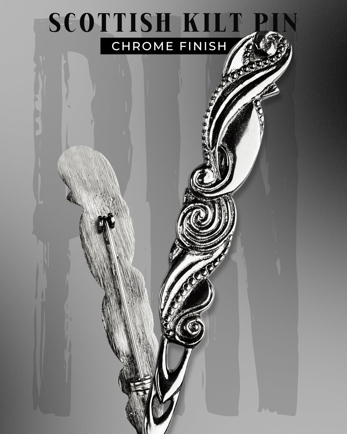 Scottish Kilt Pin for men | Swirl Pewter Chrome