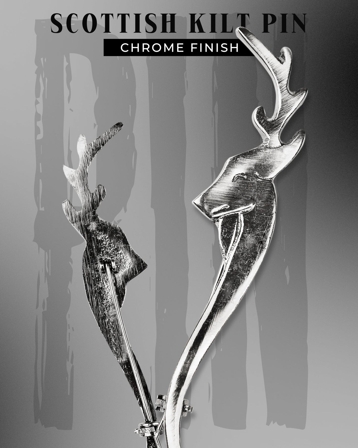 Scottish Kilt Pin for men | Stag Head Pewter Chrome