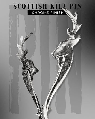 Scottish Kilt Pin for men | Stag Head Pewter Chrome