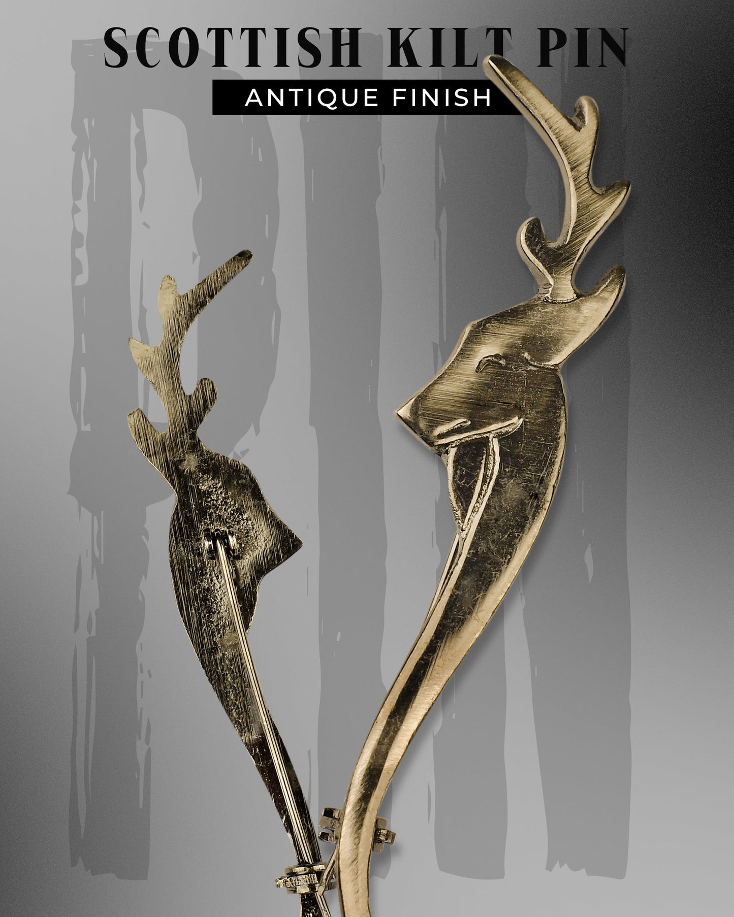 Scottish Kilt Pin for men | Stag Head Pewter Antique