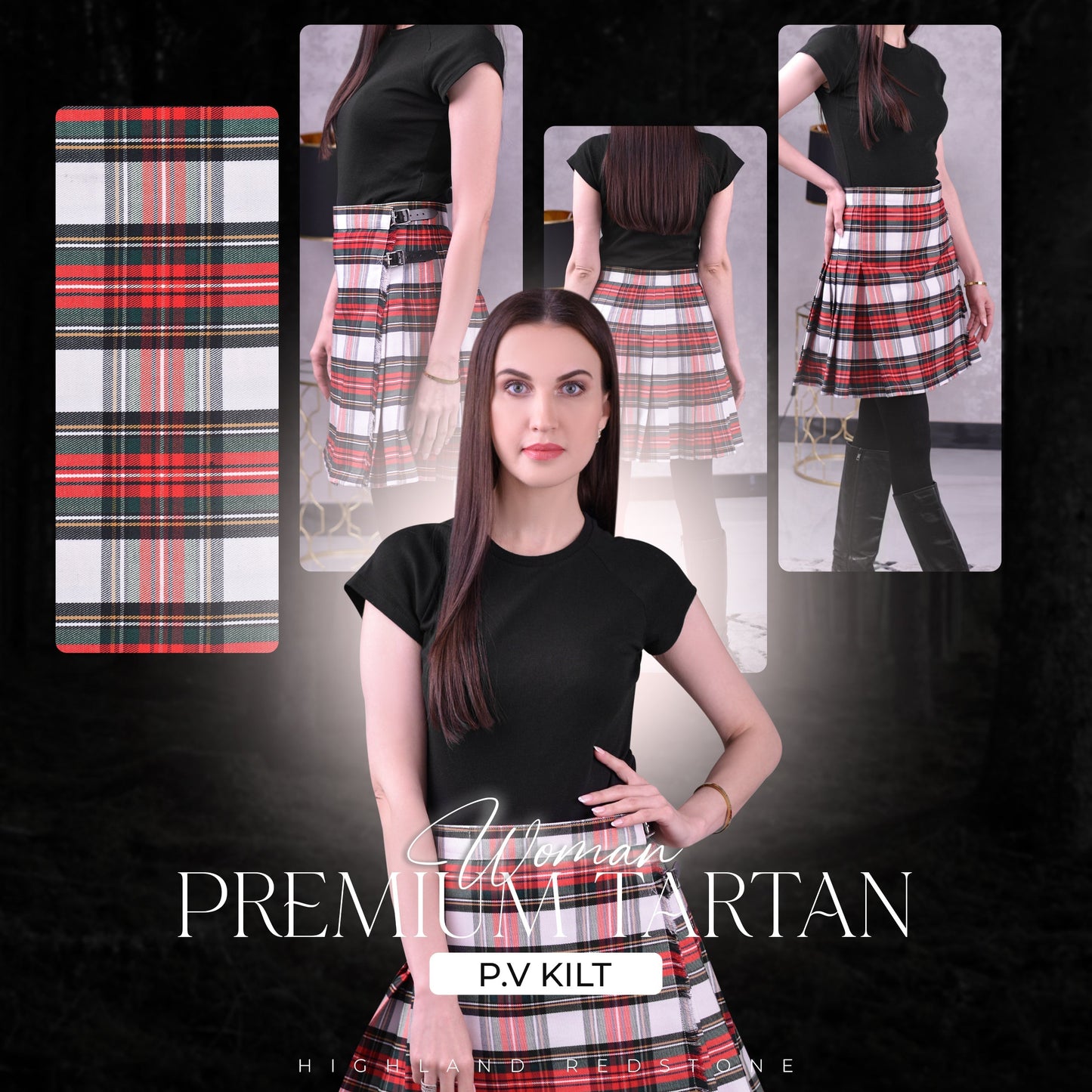 Woman Plaid Kilt - Dress Stewart Tartan Kilt - Premium Quality & Timeless Style | Big & Tall