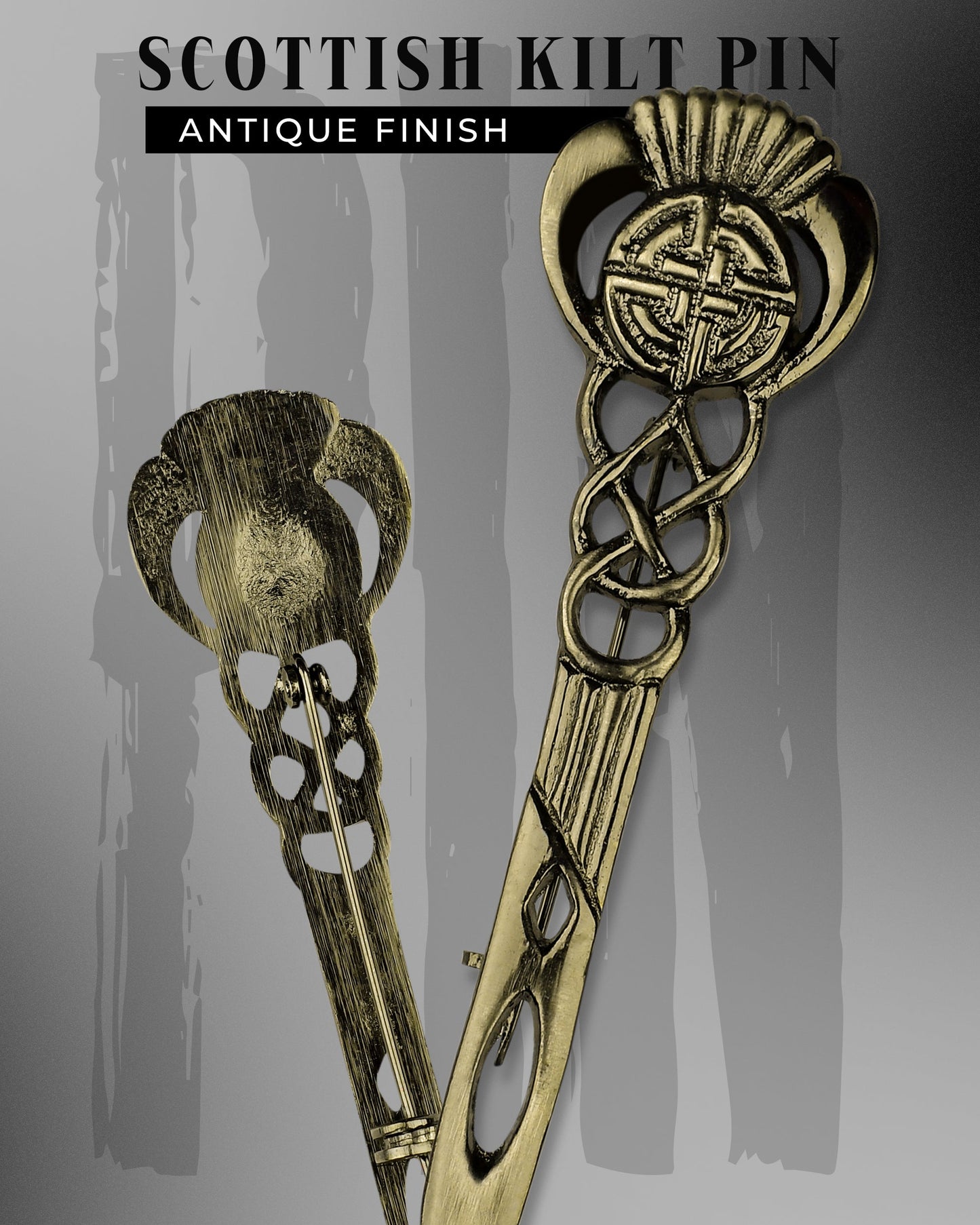 Scottish Kilt Pin for men | Celtic Thistle Pewter Antique