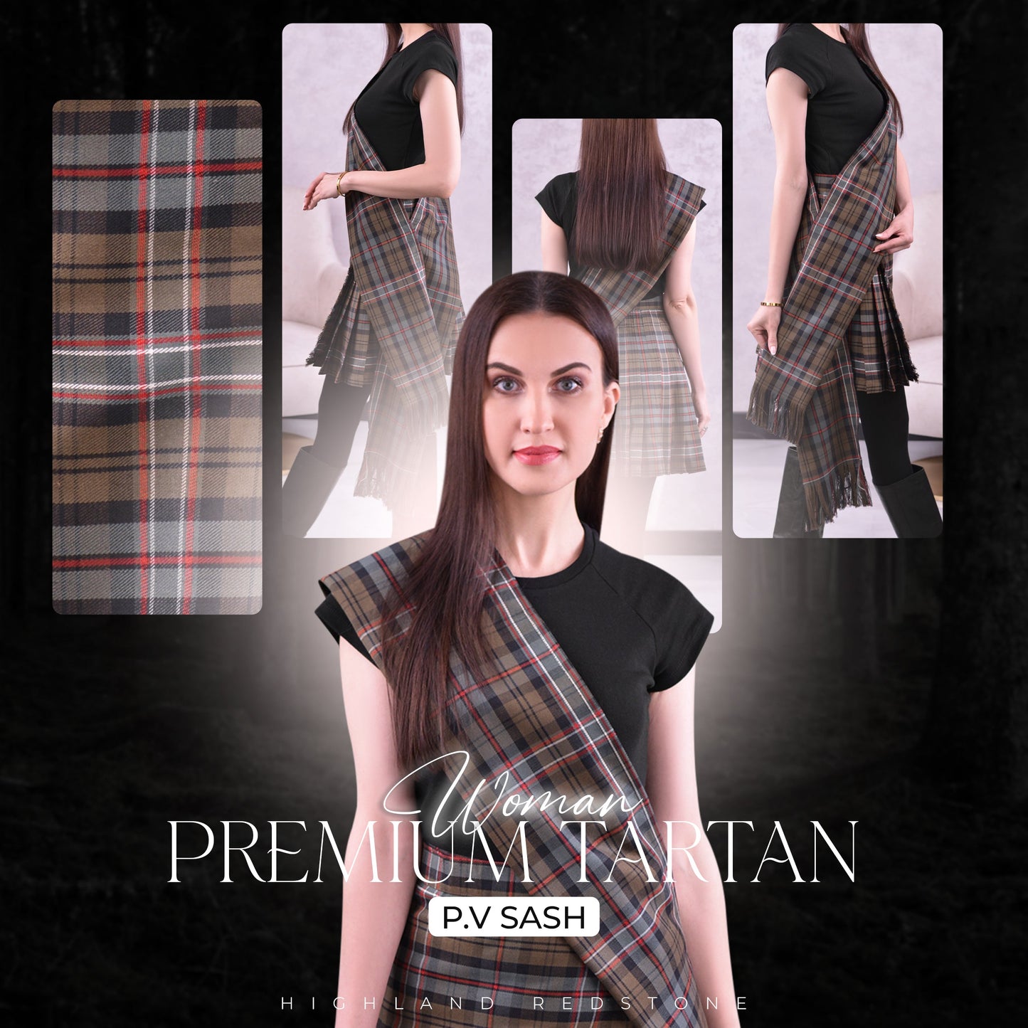 Women's Sash in Scottish National Weathered Tartan