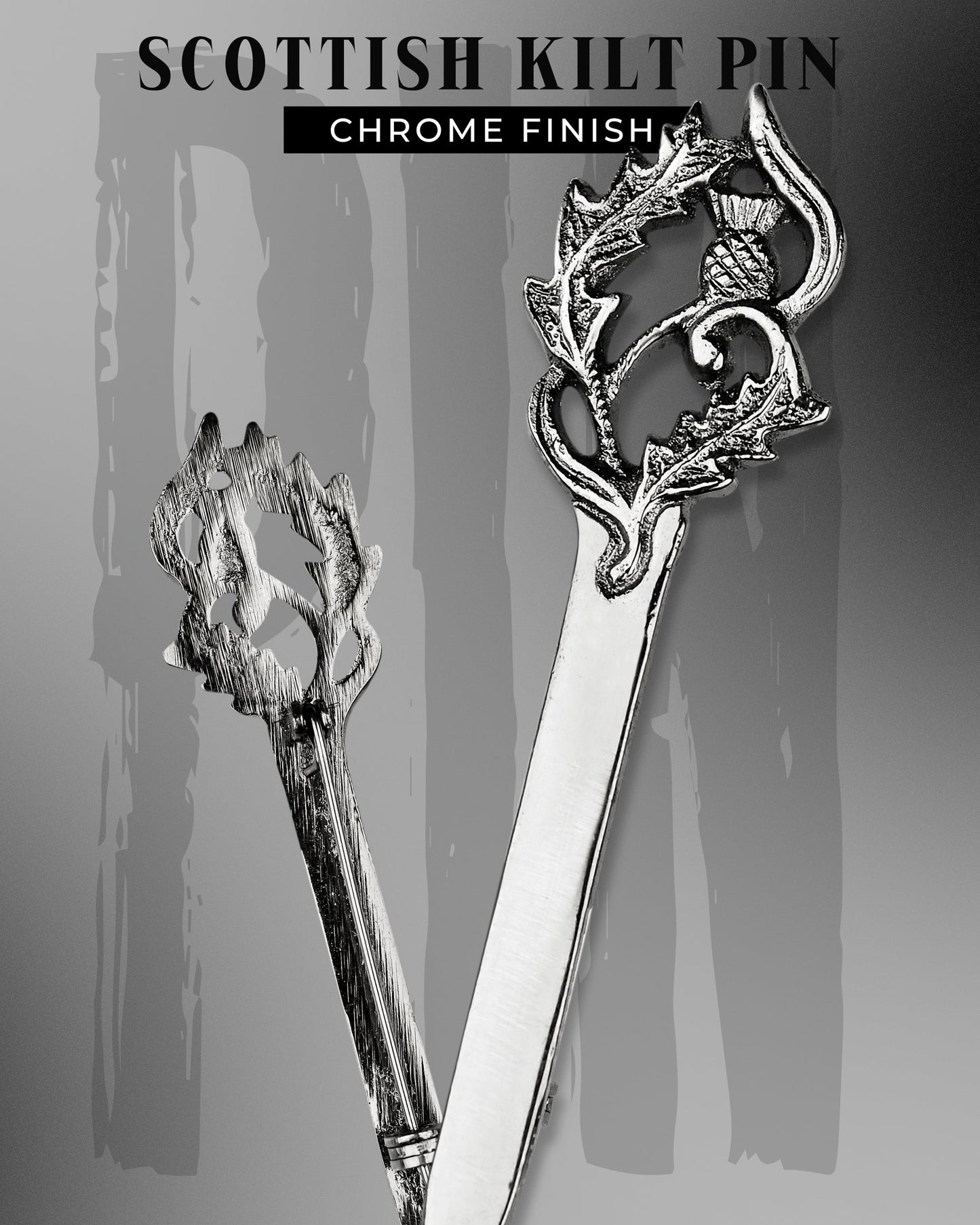 Scottish Kilt Pin for men | Thistle Sword Pewter Chrome