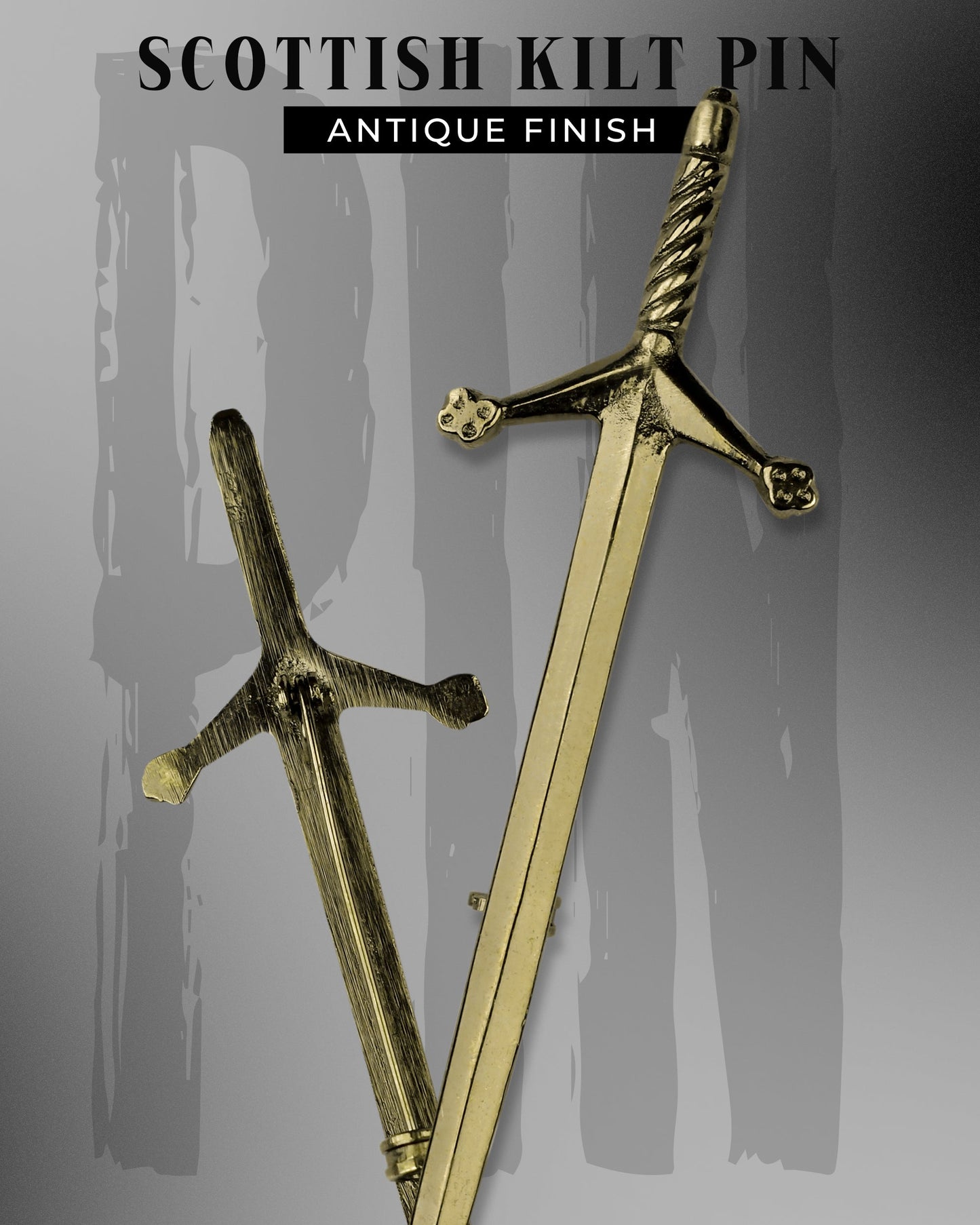 Scottish Kilt Pin for men | Pewter Sword Antique