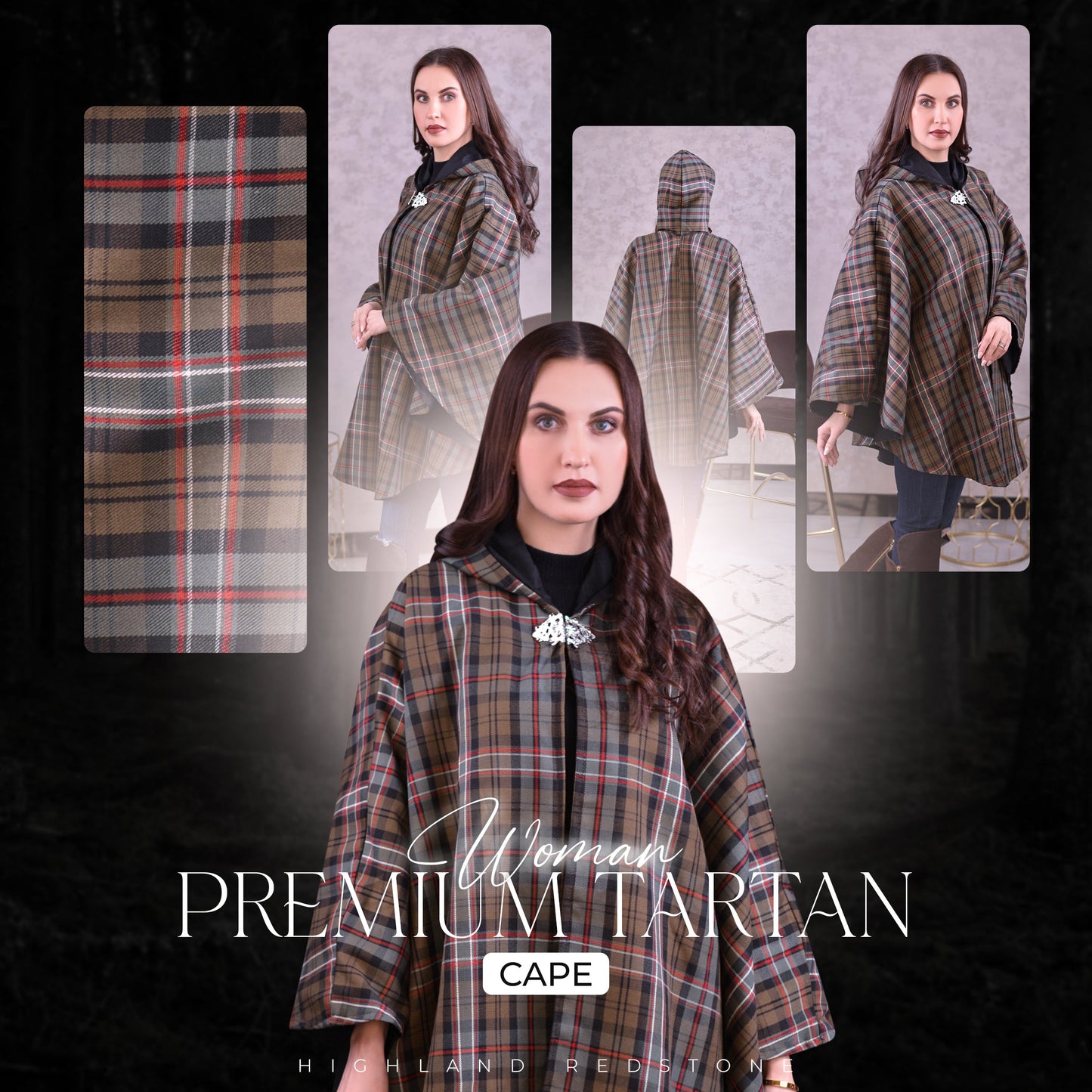 Women’s Cape in Scottish National Weathered Tartan