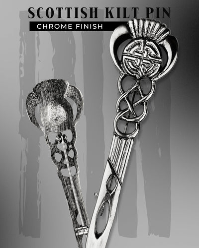 Scottish Kilt Pin for men | Celtic Thistle Pewter Chrome