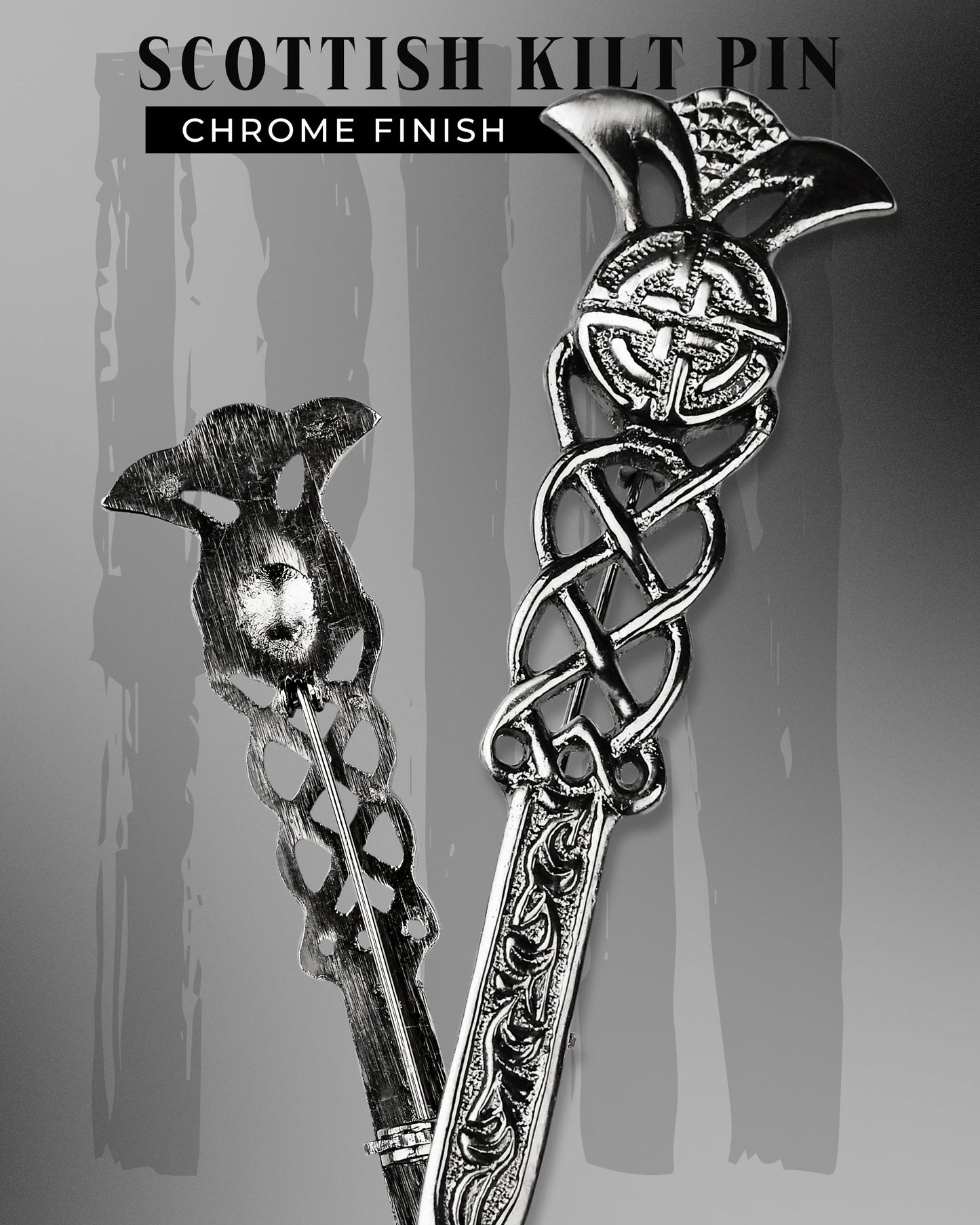 Scottish Kilt Pin for men | Gaelic Pewter Chrome