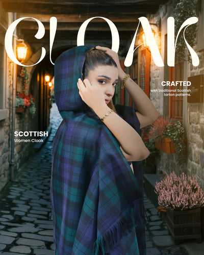 Women Tartan Cloak - Black Watch