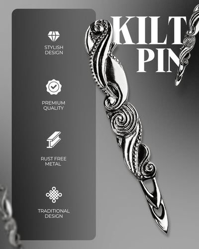 Scottish Kilt Pin for men | Swirl Pewter Chrome