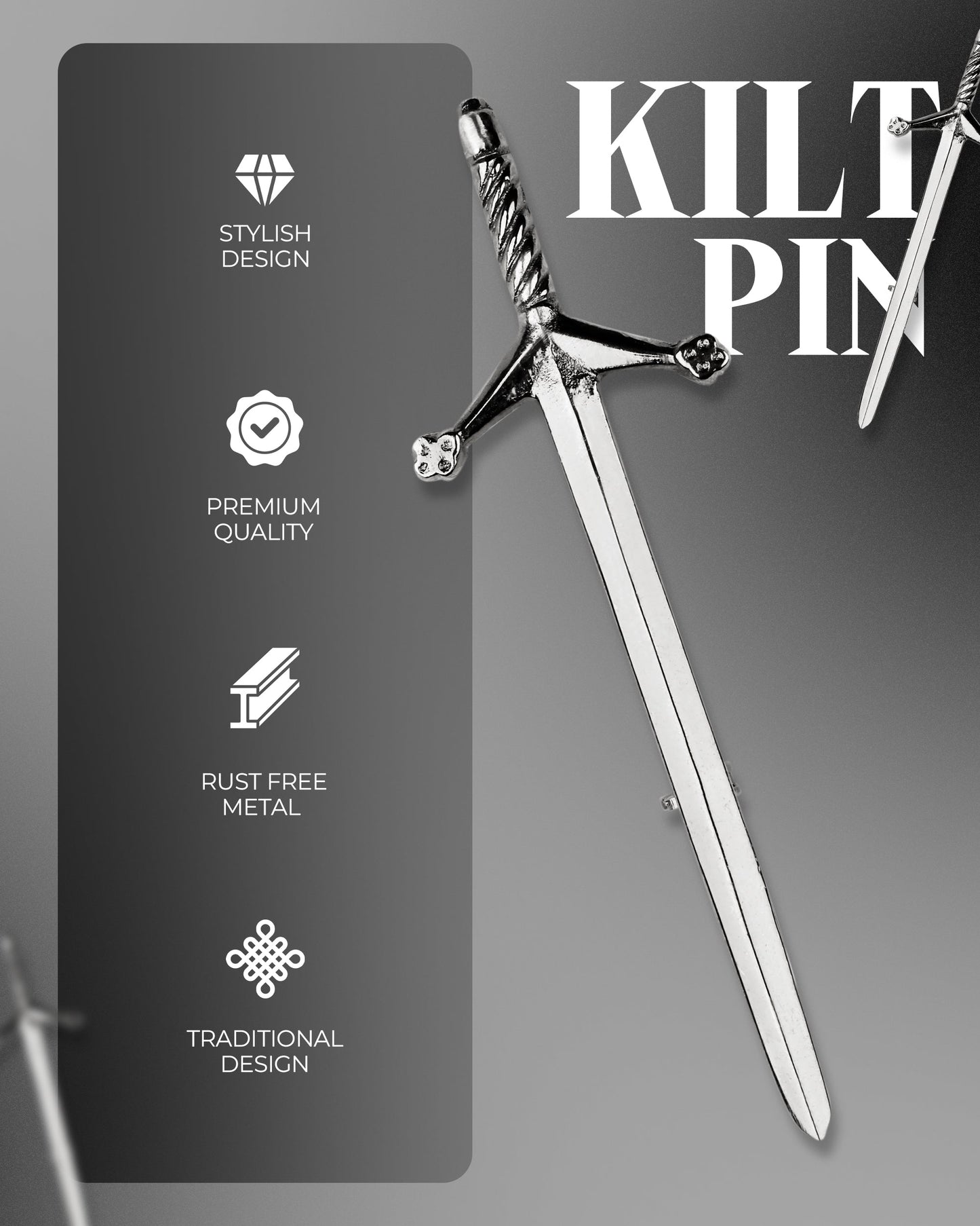 Scottish Kilt Pin for men | Pewter Chrome