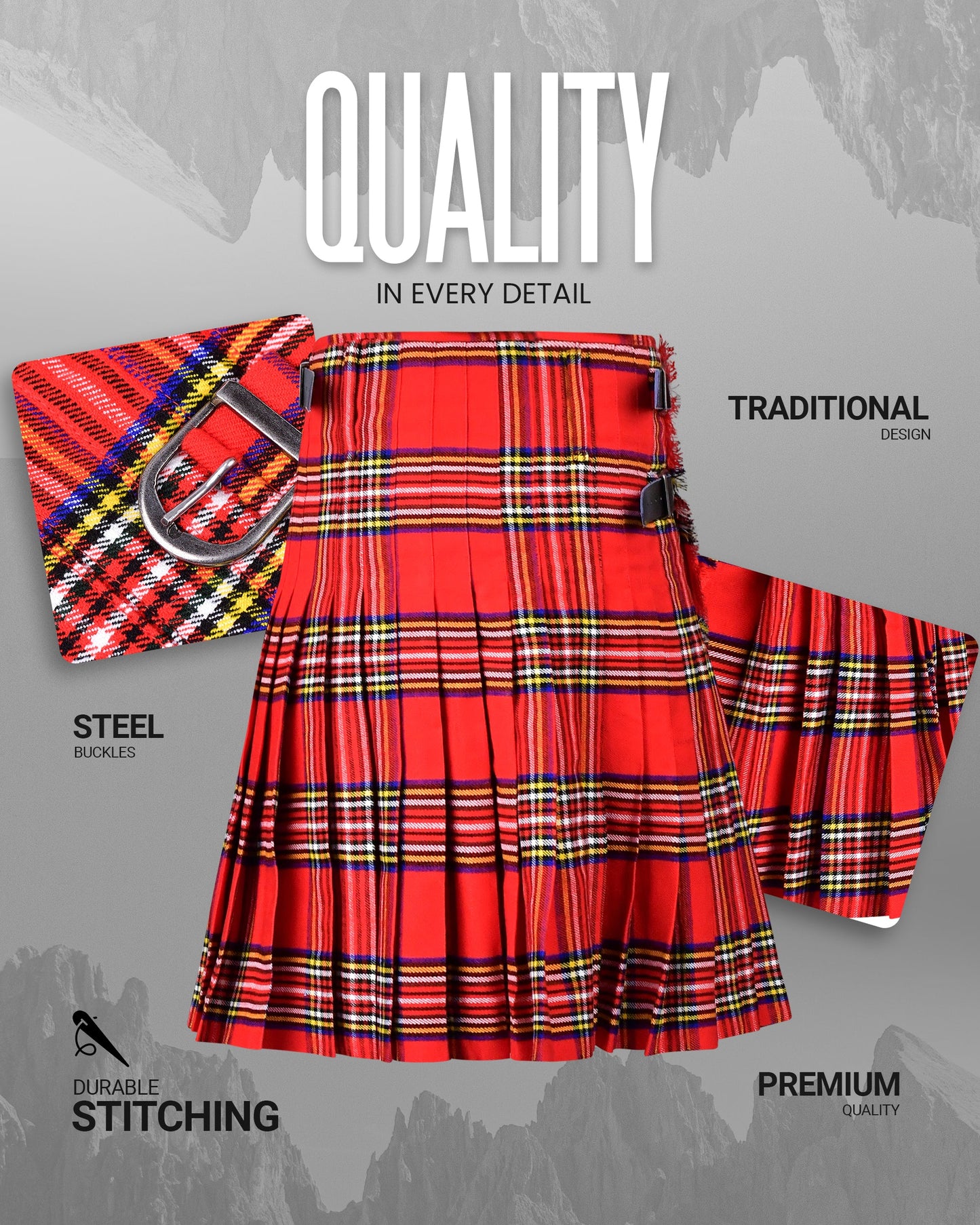 Acrylic Kilt | 16oz Royal Stewart Tartan Kilt