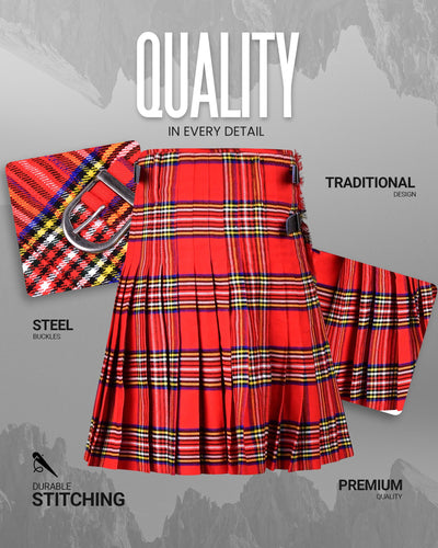 Acrylic Kilt | 16oz  Royal Stewart Tartan Kilt | Big & Tall