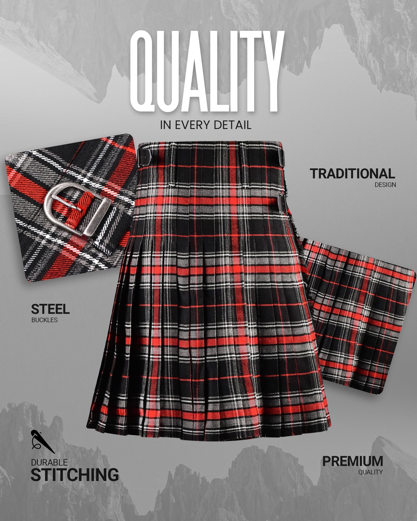 Acrylic Kilt | 16oz Spirit of Bruce Tartan Kilt | Big & Tall