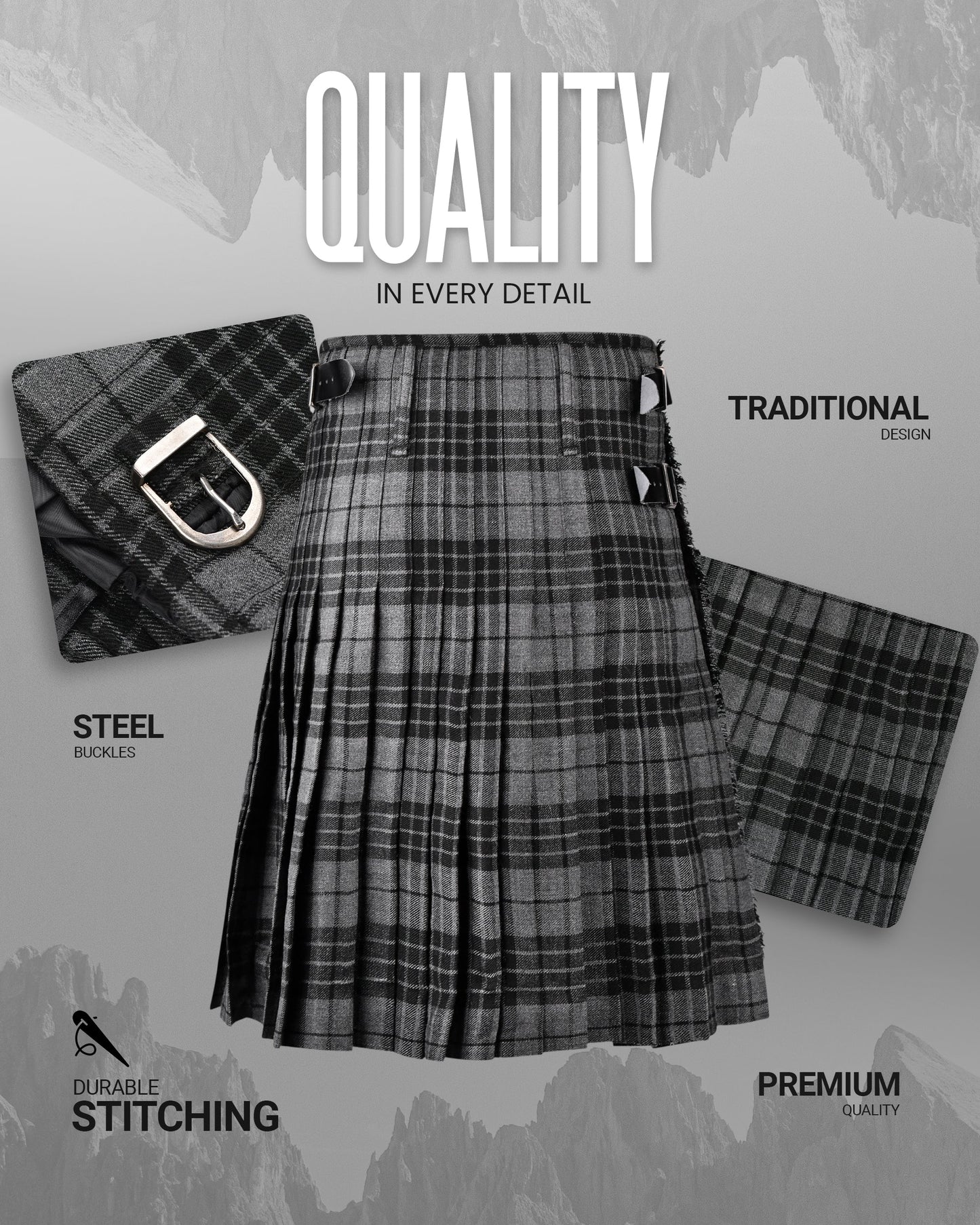 Acrylic Kilt | 16oz Gray Watch Tartan Kilt