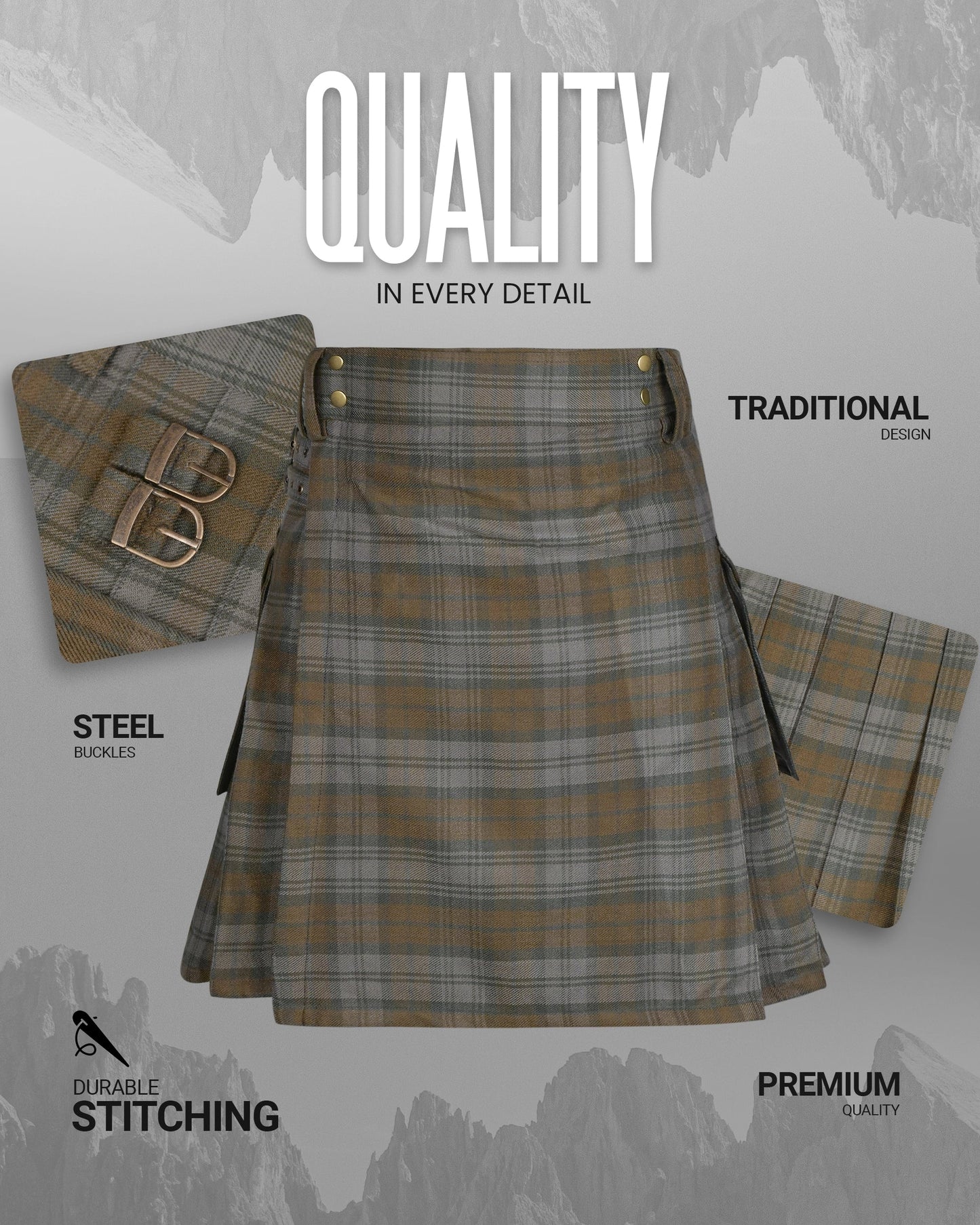 Valor Acrylic Utility Kilt | 16oz Black Watch Weathered Tartan KIlt
