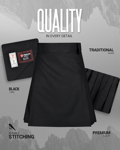 CoreStone Athletic Kilt - Black | Sports kilt For Men