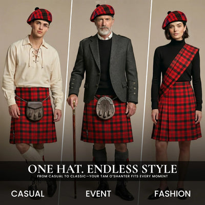 Tam O'Shanter Hat with Pompom | Red Ross Tartan