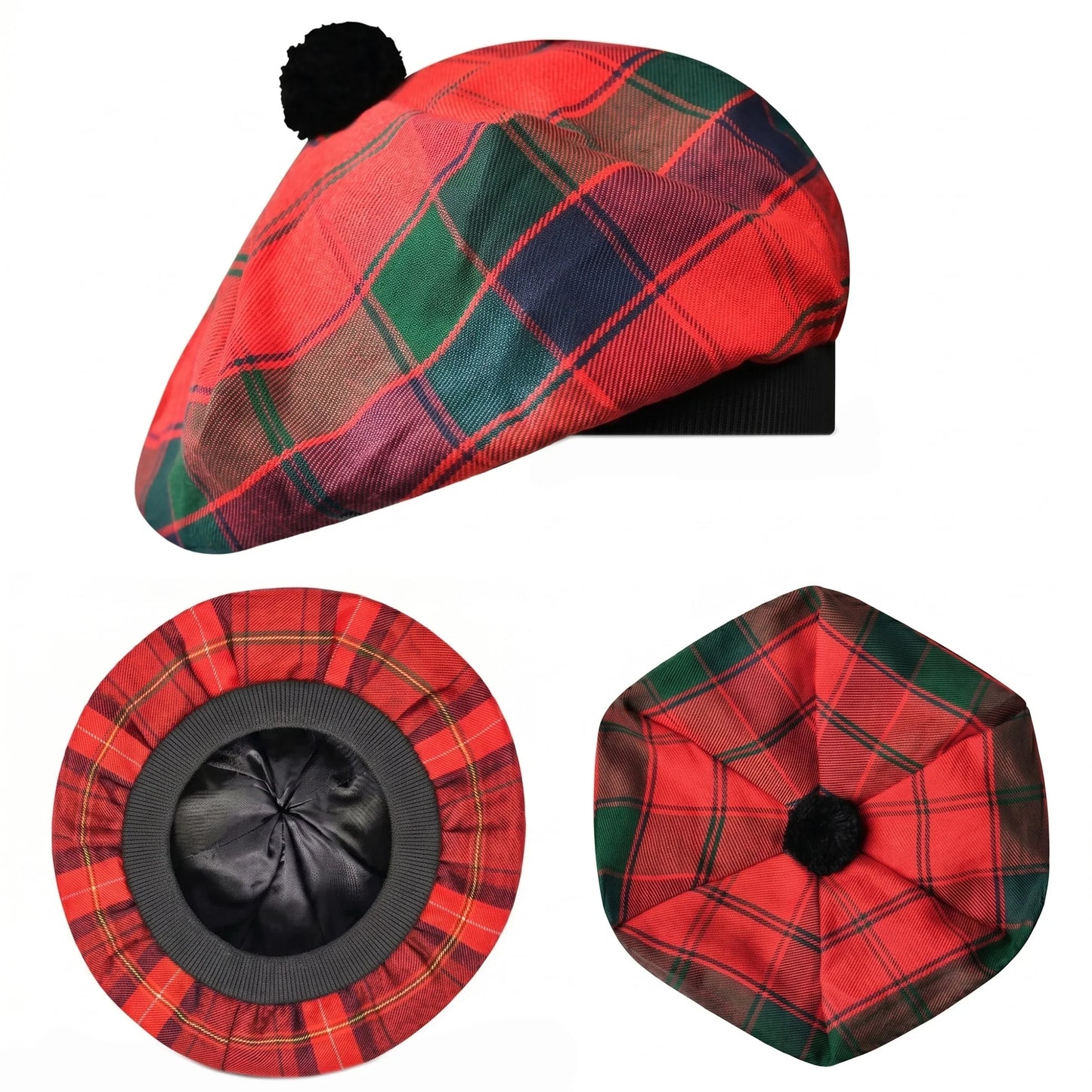Tam O'Shanter Hat with Pompom | Robertson Red Tartan
