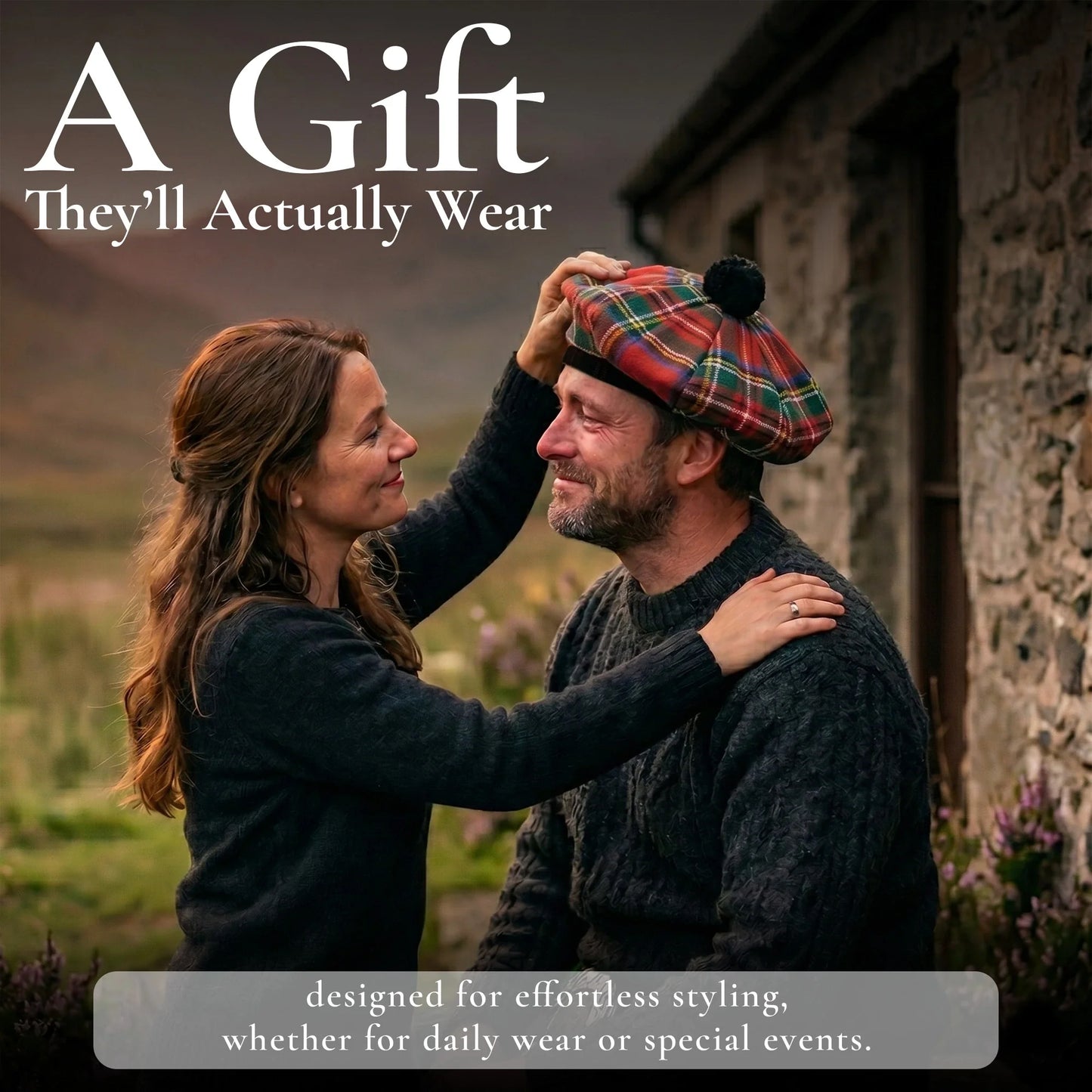 Tam O'Shanter Hat with Pompom | Royal Stewart Tartan
