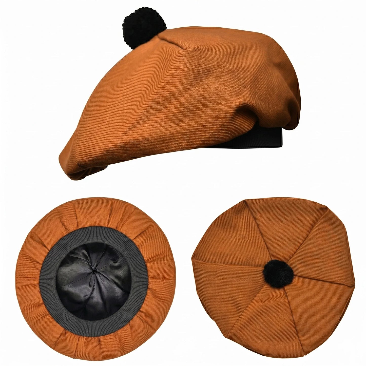 Tam O'Shanter Hat with Pompom | Saffron