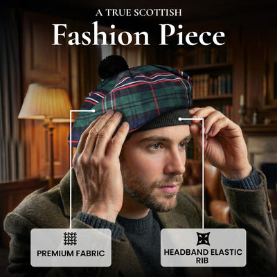Tam O'Shanter Hat with Pompom | Scottish National Tartan