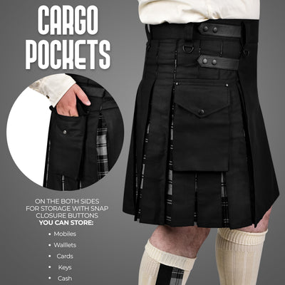 Grey Douglas Hybrid Utility Kilt for Men  - Traditional Style with Modern Functionality | Big & Tall