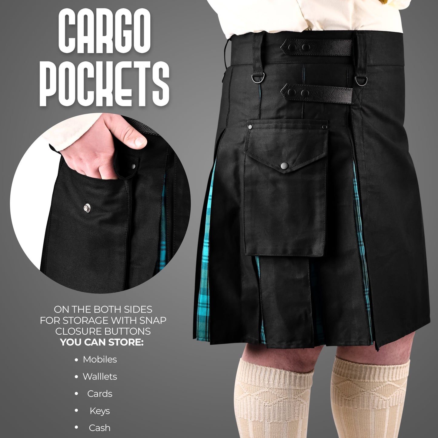 Ancient Campbell Hybrid Utility Kilt for Men  - Traditional Style with Modern Functionality | Big & Tall