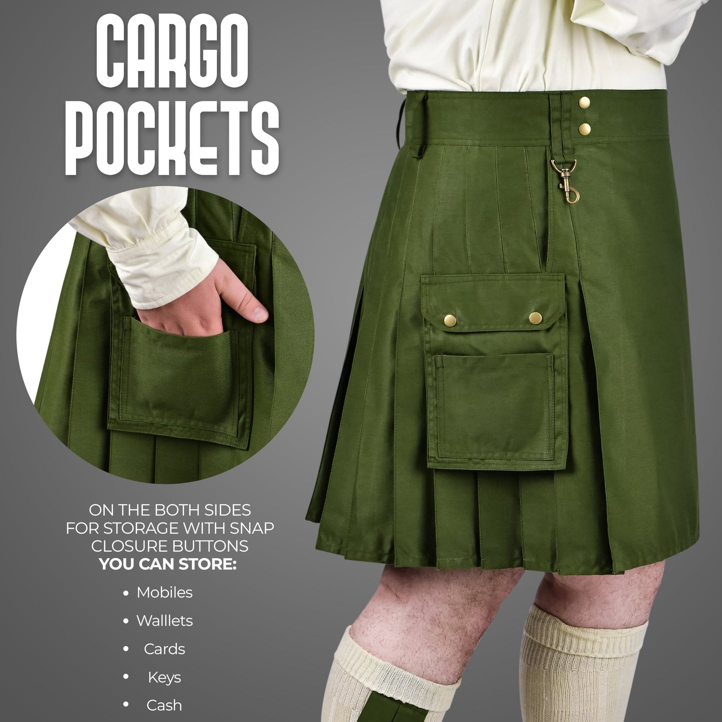 Phantom Modern Utility Kilt - Olive Green | Big & Tall