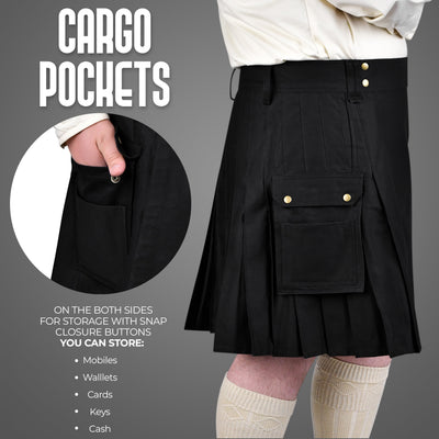 Phantom Modern Utility Kilt - Black | Big & Tall