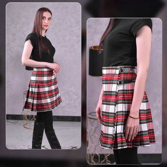 Woman Plaid Kilt - Dress Stewart Tartan Kilt - Premium Quality & Timeless Style