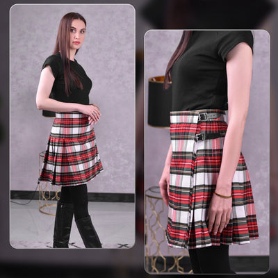 Woman Plaid Kilt - Dress Stewart Tartan Kilt - Premium Quality & Timeless Style | Big & Tall