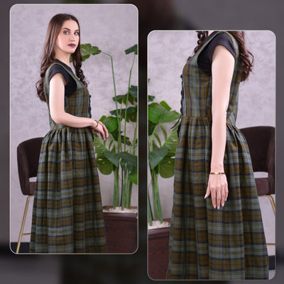 Women's Scottish Highland Dress - Long Tartan Dress | Black Watch Weathered