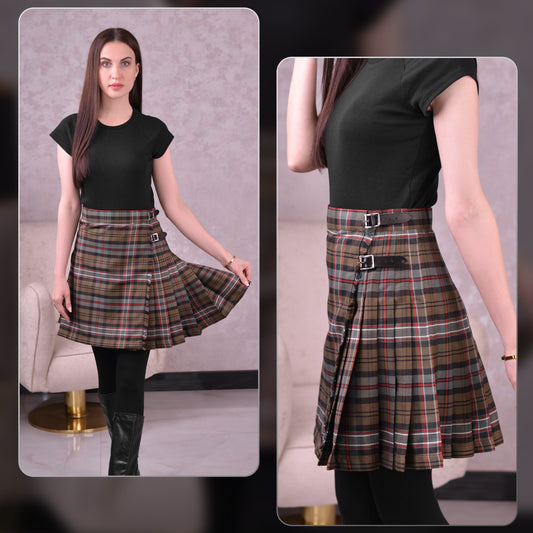Woman Plaid Kilt - Scottish Heritage Weathered Tartan Kilt - Premium Quality & Timeless Style