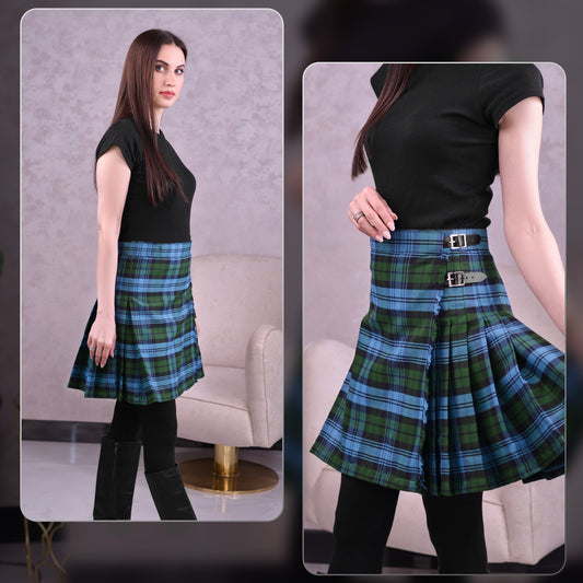 Woman Plaid Kilt -  Ancient Campbell Tartan Kilt - Premium Quality & Timeless Style