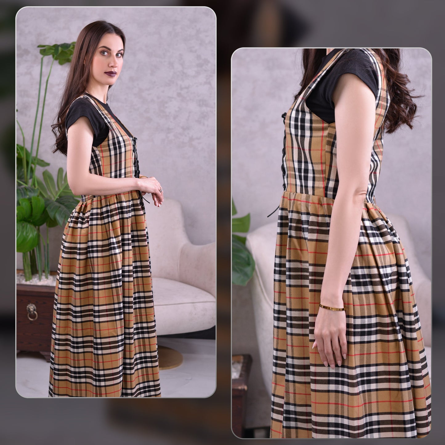 Women's Scottish Highland Dress - Long Tartan Dress | Camel Thomson