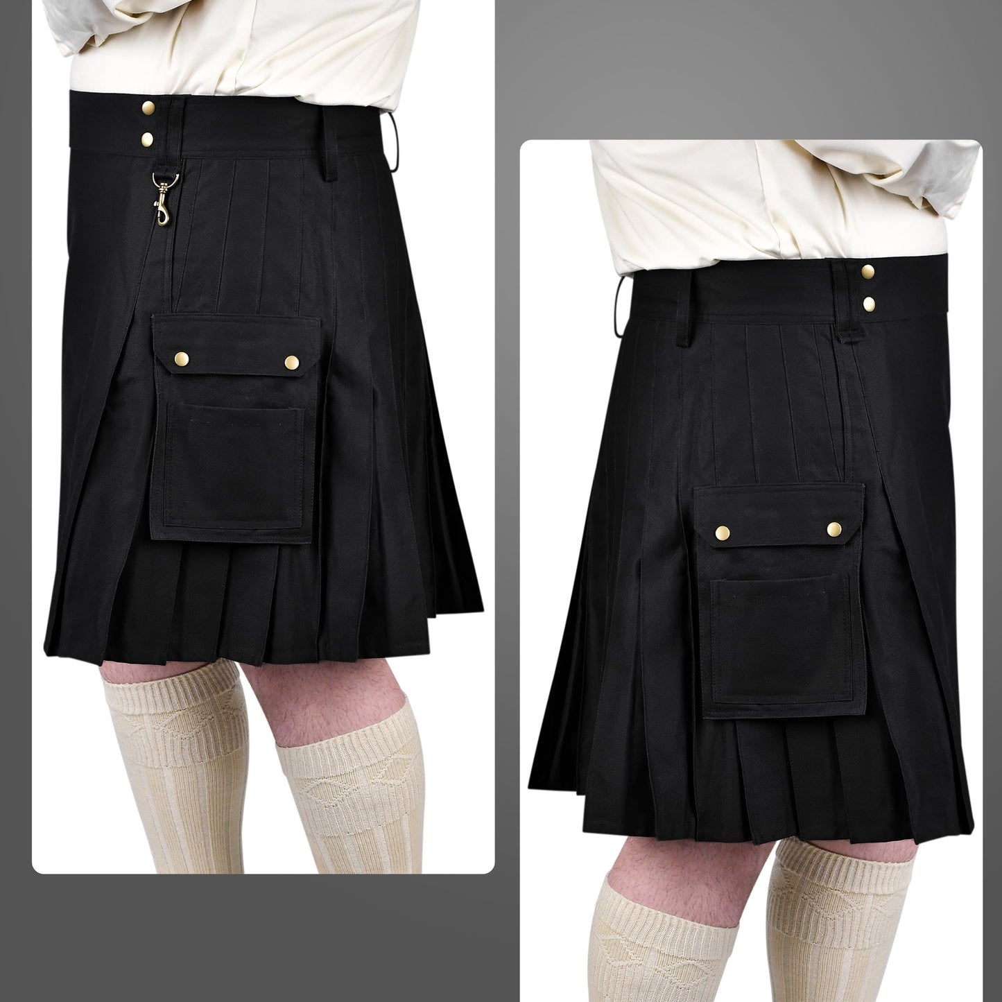 Phantom Modern Utility Kilt - Black | Big & Tall