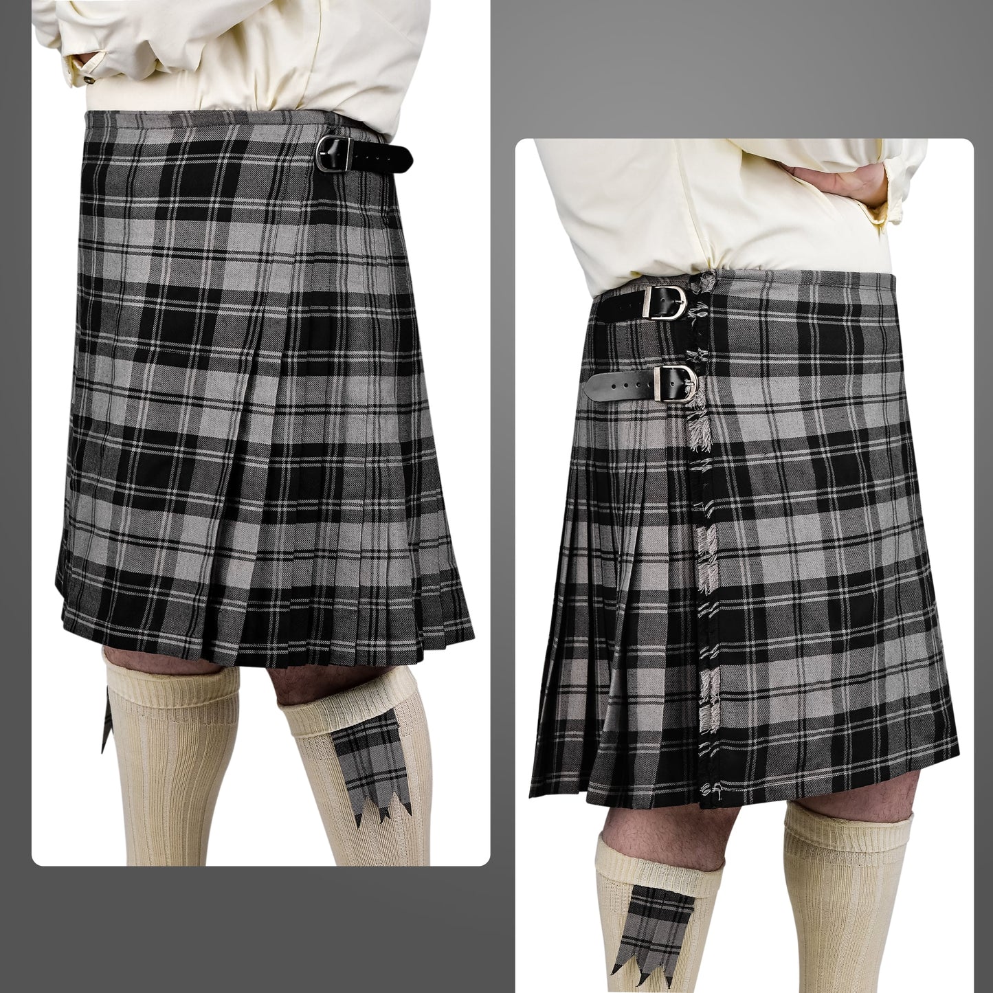 Kilt for Men I Grey Douglas Tartan Kilt Polyviscose 8 Yard Traditional Men Kilt
