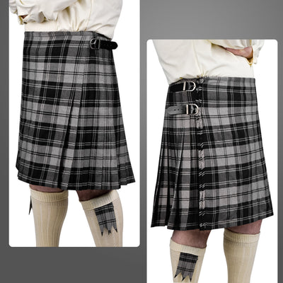 Kilt for Men I Grey Douglas Tartan Kilt Polyviscose 8 Yard Traditional Men Kilt | Big & Tall