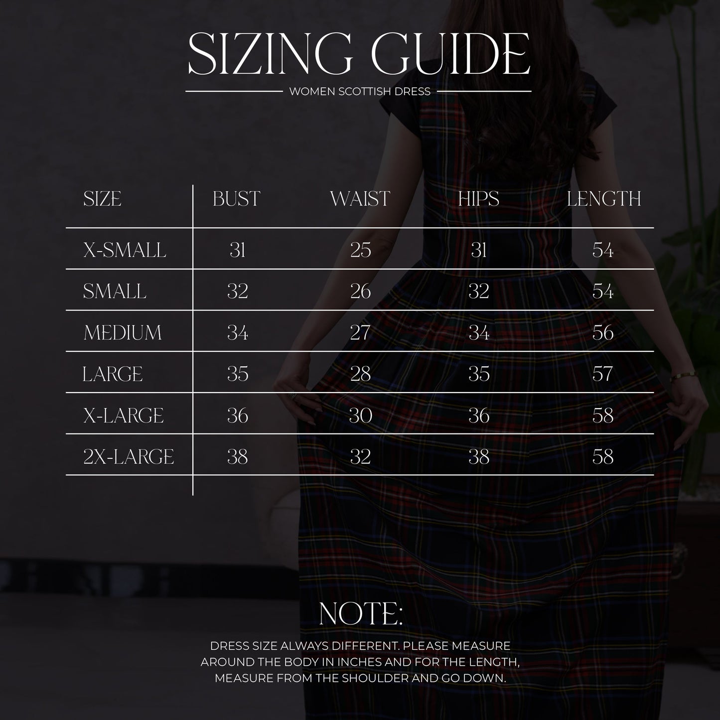 Women's Scottish Highland Dress - Long Tartan Dress | Black Stewart