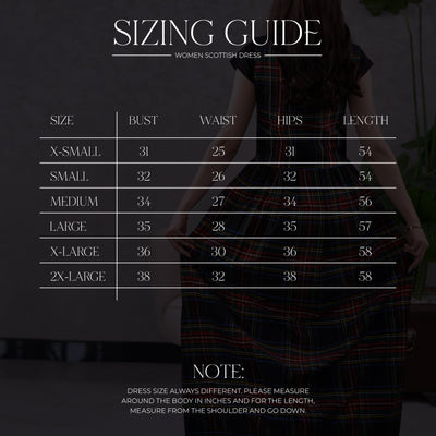Women's Scottish Highland Dress - Long Tartan Dress | Black Stewart