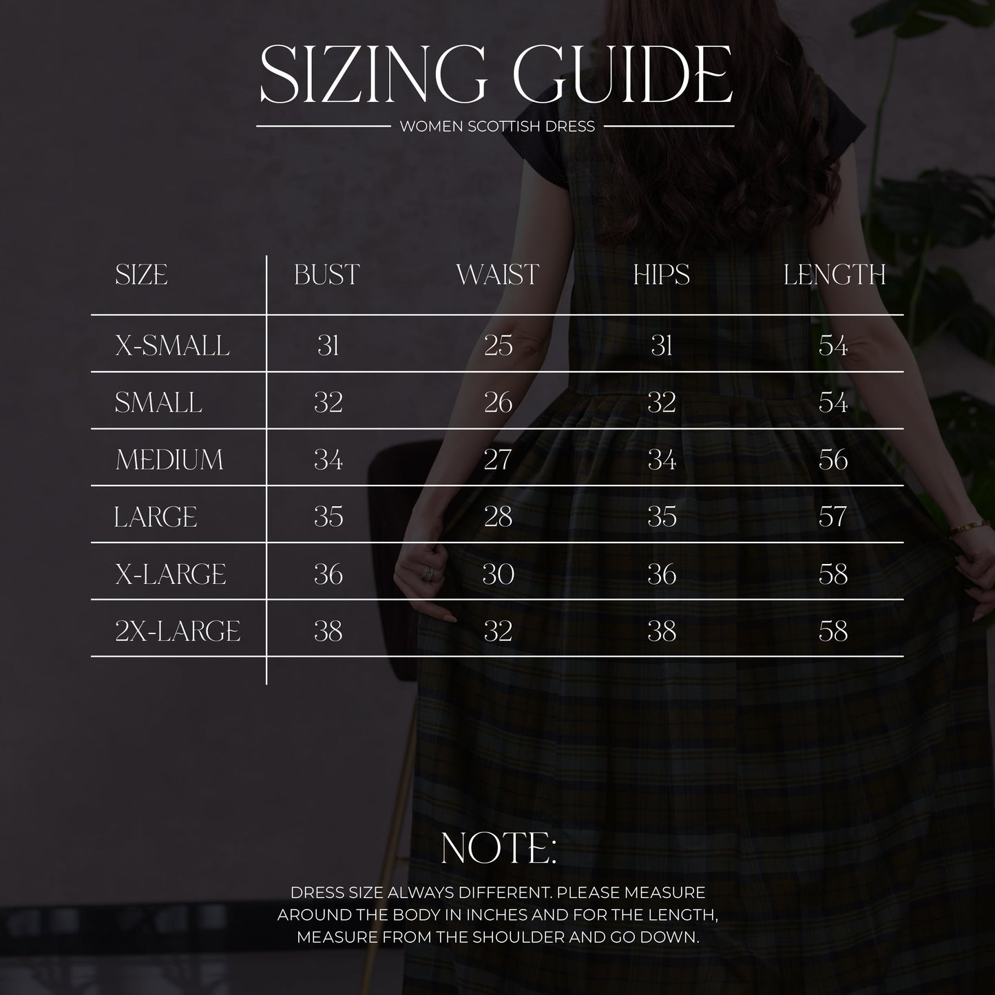 Women's Scottish Highland Dress - Long Tartan Dress | Black Watch Weathered