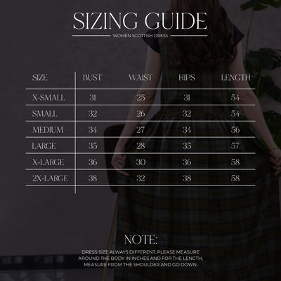 Women's Scottish Highland Dress - Long Tartan Dress | Black Watch Weathered