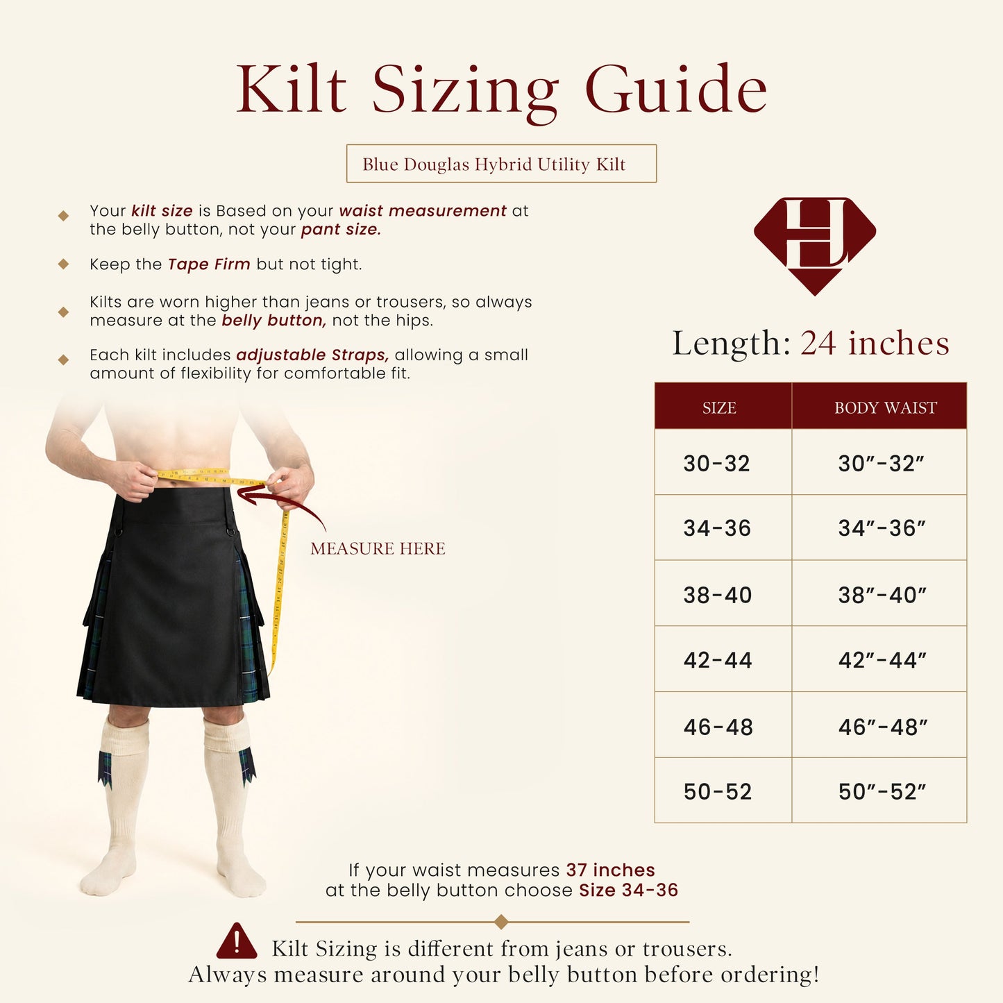Blue Douglas Hybrid Utility Kilt for Men  - Traditional Style with Modern Functionality