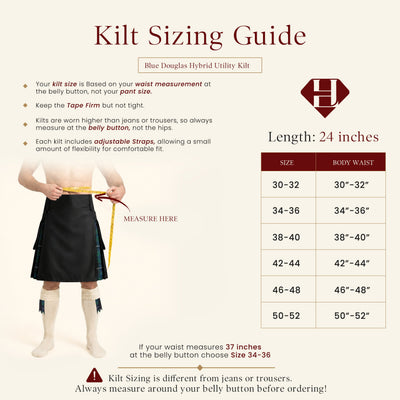 Blue Douglas Hybrid Utility Kilt for Men  - Traditional Style with Modern Functionality