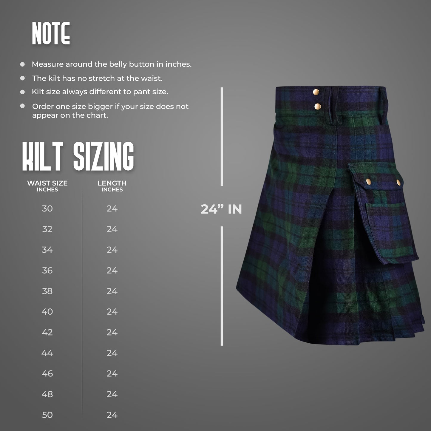Valor Acrylic Utility Kilt | 16oz Black Watch Scottish Tartan KIlt