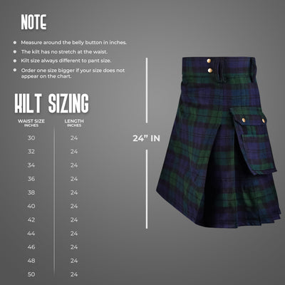 Valor Acrylic Utility Kilt | 16oz Black Watch Scottish Tartan KIlt