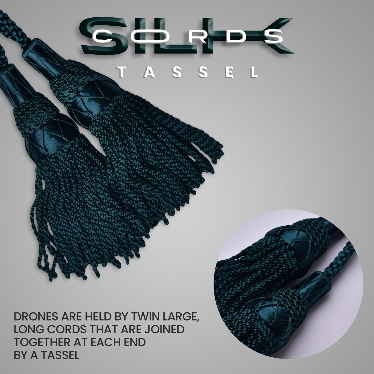 Highland Redstone Bagpipe Silk Cord | Green