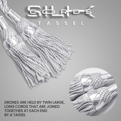 Highland Redstone Bagpipe Silk Cord | Silver